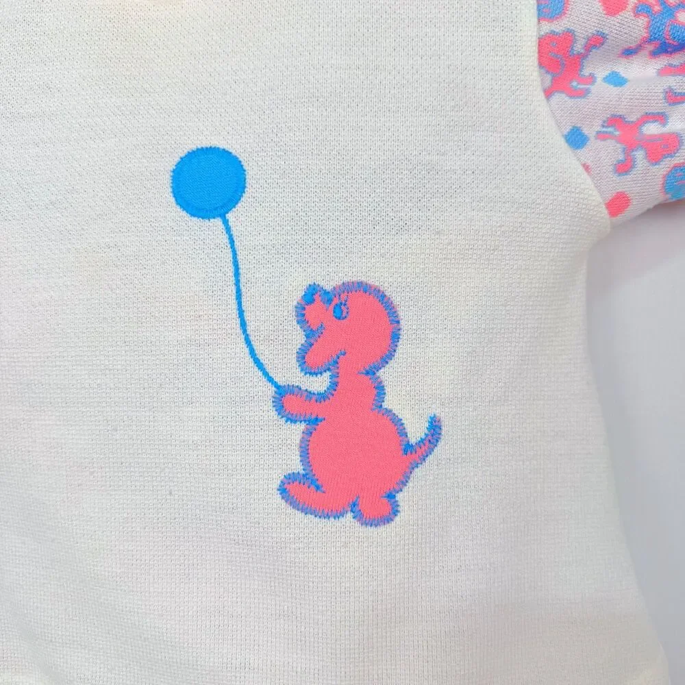 1970s Vintage Health-tex 18 MT Two Piece Pink/Blue Poodle Outfit Made USA